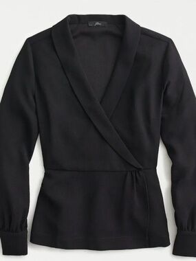 JCREW Women's Drapey Faux-Wrap Top in 365 Crepe